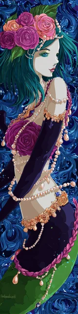 Free mermaid bookmark featuring an over-the-shoulder mermaid on blue
